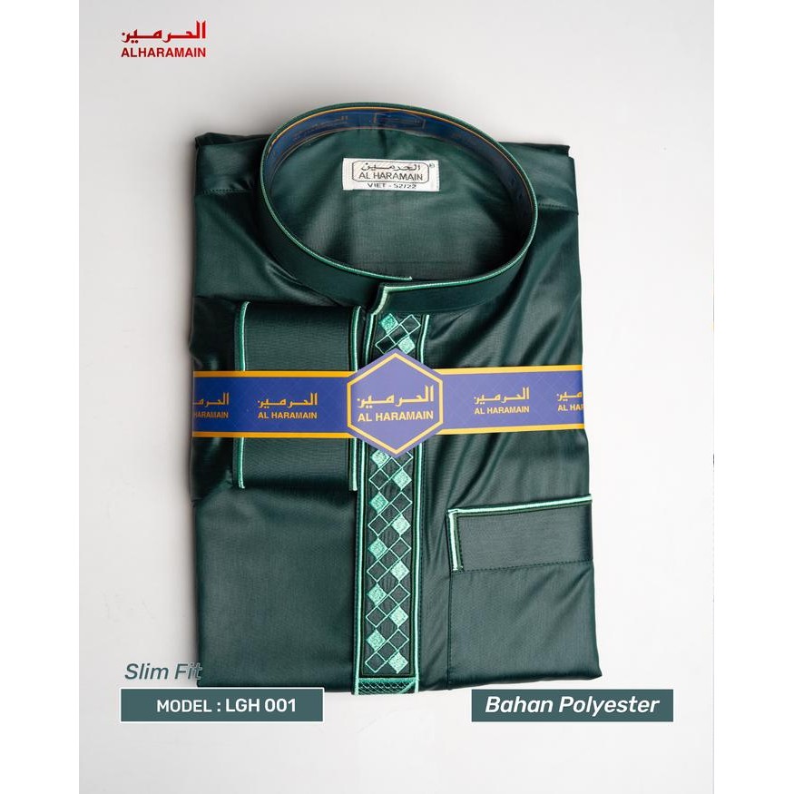 Al Haramain Jubah / Gamis Pria Remaja & Dewasa Slimfit Resleting Bordir (Lgh 001) Coklat Tua Coklat