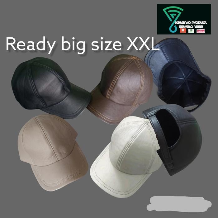 topi pria sedia ukuran besar XXXL topi kulit asli