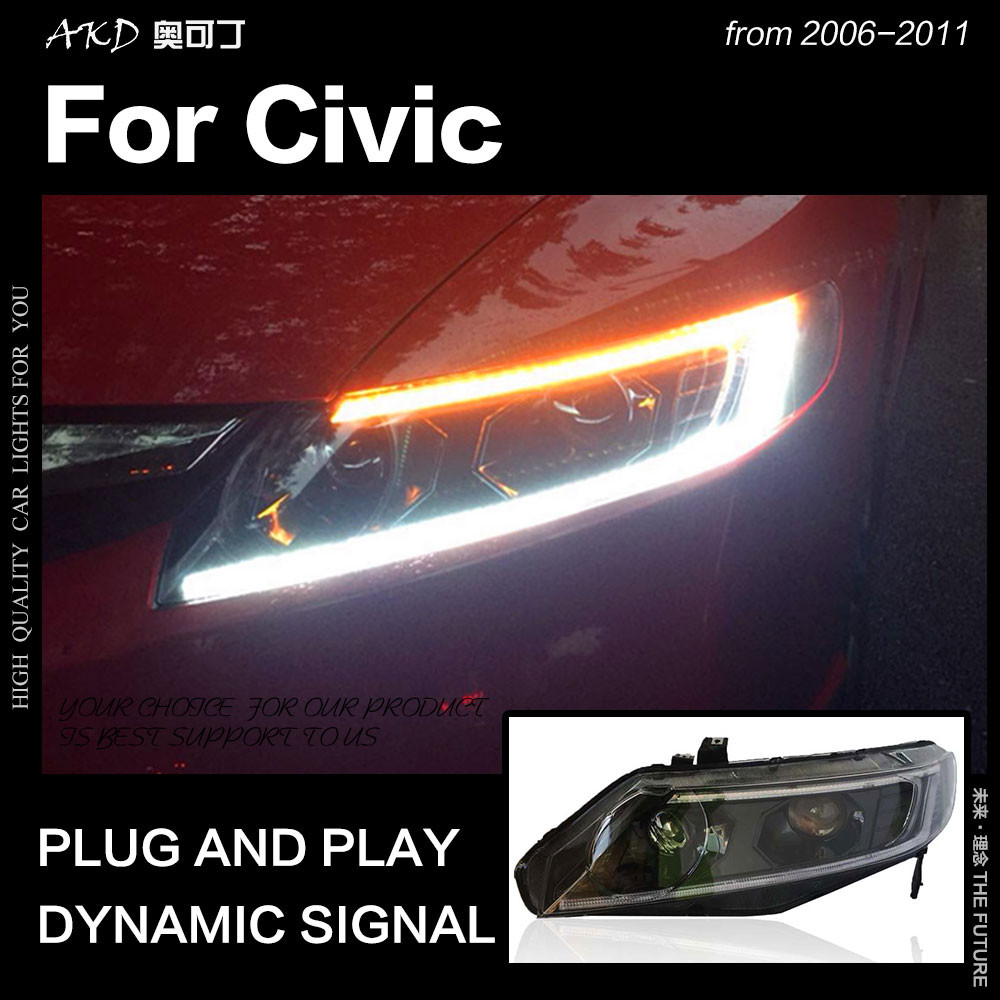 AKD Head Lamp for Honda Civic Headlights 2006-2011 Civic FD2 LED
