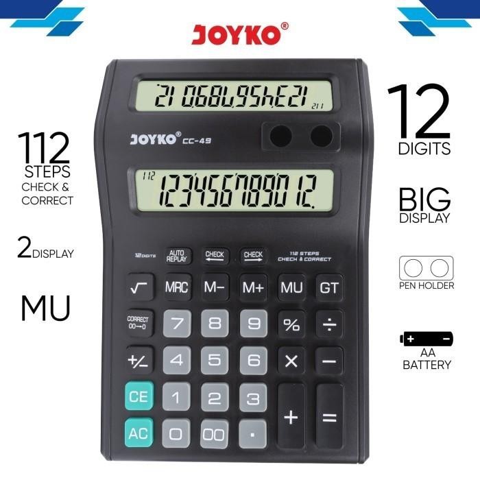 

(Gln) - Joyko Cc-49 Calculator 2 Display Layar Lcd / Kalkulator 12 Digits Cc49