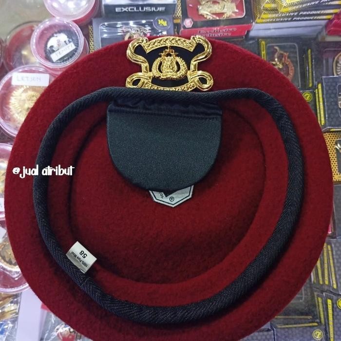 baret merah camel + emblem reserse/densus reskrim mika exclusive