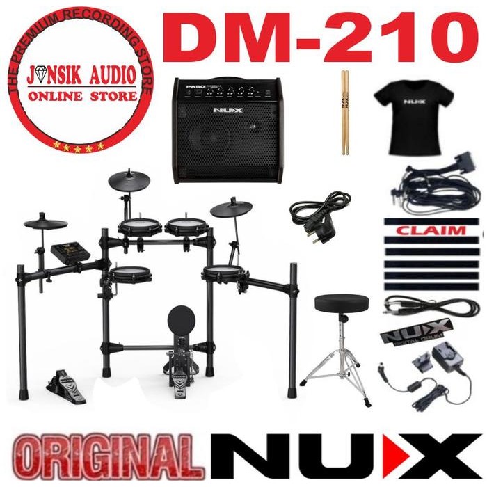 Nux DM210 dm-210 Dm 210 Digital Drum Elektrik Paket Lengkap