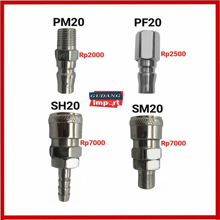TERLARIS COUPLER SAMBUNGAN NEPEL KOMPRESOR SPRAYGUN PM20 PF20 SH20 SM20