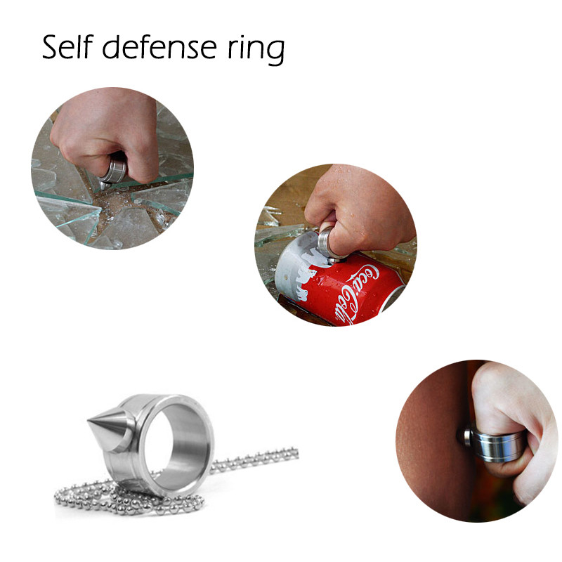 100 pcs/ lot Outdoor Stainless Steel Self defense Ring Self-defense