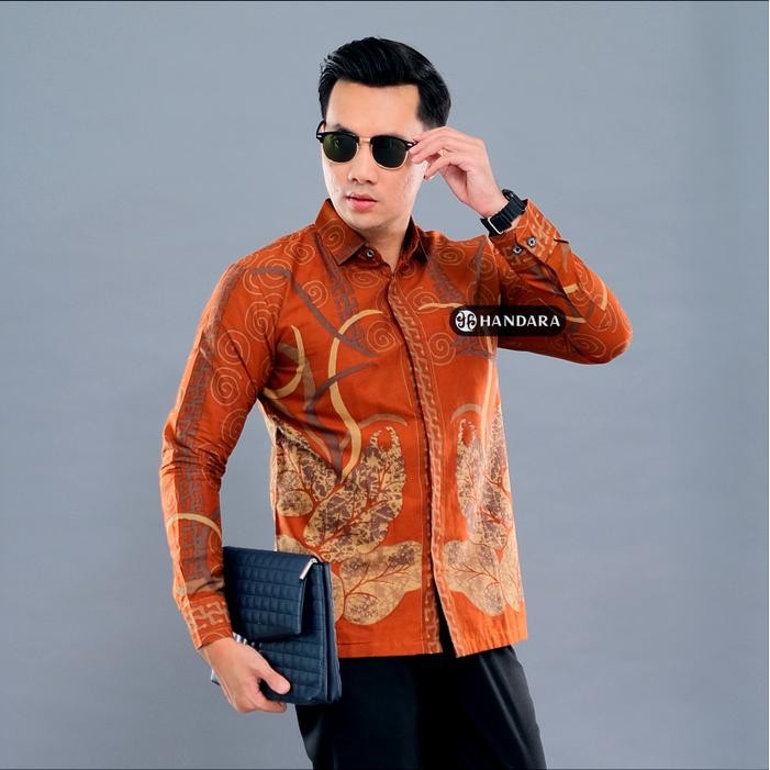 Handara Batik Premium Pria Lengan Panjang Slim Fit Furing - Ranacotta *