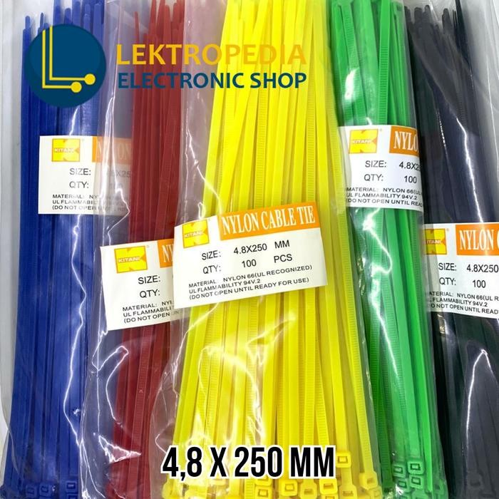 

TERMURAH Kabel Ties KITANI 4.8mm 25CM isi 100 Tie Pengikat 25 cm Biru Merah Ijo READY STOCK