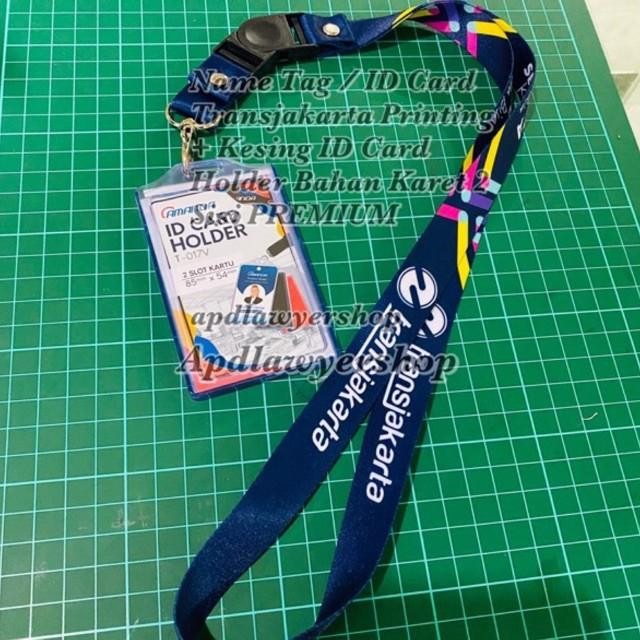 

Name Tag ID Card Holder 2 Sisi Plus Tali ID Card TRANSJAKARTA PRINTING