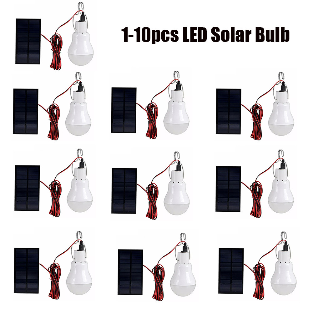 1-10pcs Solar Light LED Outdoor Waterproof Solar Bulb Hanging Lamp Courtyard Garden Solar LED Campin
