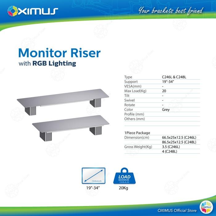 

OXIMUS Desk Shelf C246L C248L Monitor Riser Monitor Stand Aluminium dengan Vibrant RGB Lightning