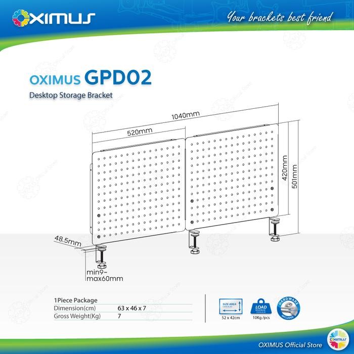 

Rak Papan Pemisah Meja Pegboard DIY OXIMUS GP Series Custom Part Besi