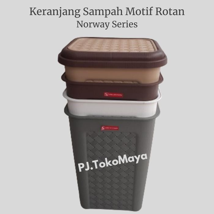 PREMIUM Keranjang Sampah Motif Rotan/ Tempat Sampah Persegi Motif Rotan / Tempat Sampah Rotan Norway