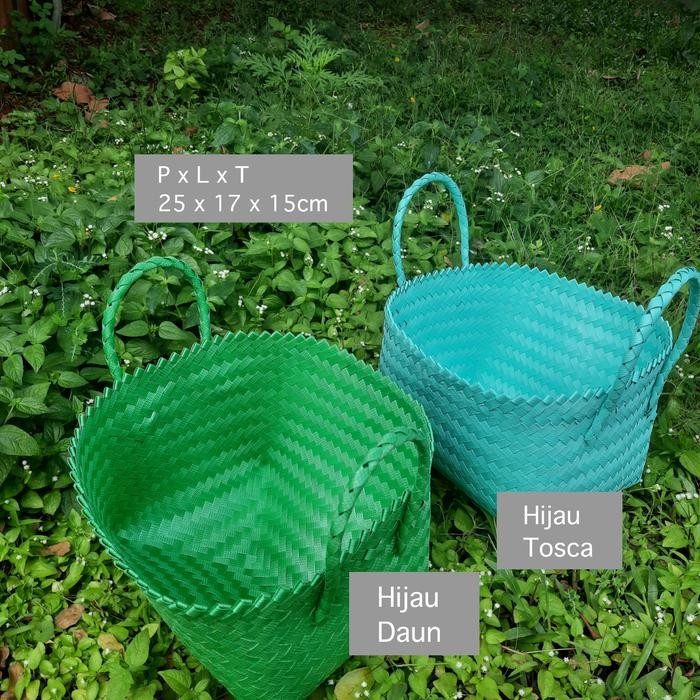 PREMIUM Keranjang Anyam Plastik / Tas Anyaman / Kotak Bingkisan Hampers E11