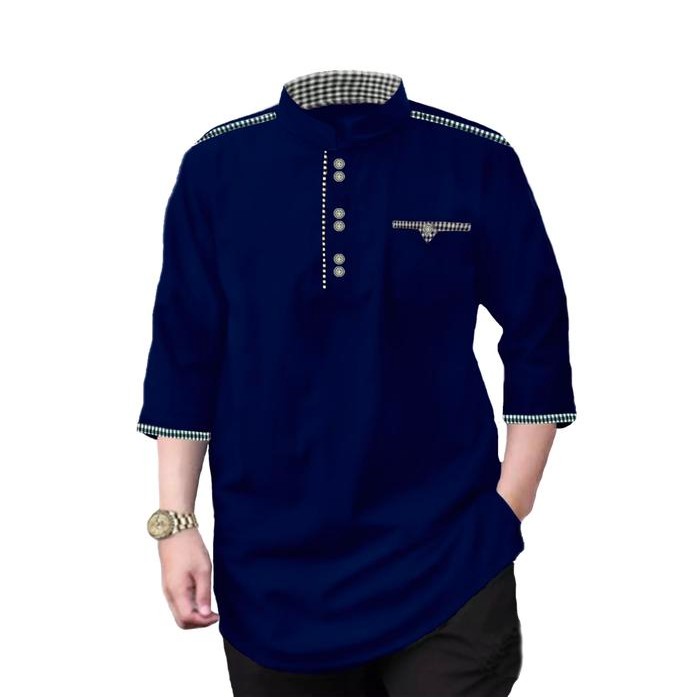 NEW KURTA TOJIRO Baju Koko Kurta Pria Muslim Dewasa Lengan 3/4 Katun Toyobo M L XL XXL XXXL Jumbo