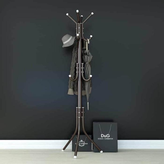 PREMIUM Rak Tas Tiang Besi Gantungan Helm Gantung Payung Penyimpanan Jaket Tempat Baju Wadah Payung