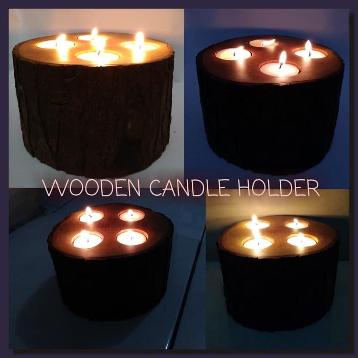 PREMIUM TEA LIGHT WOODEN CANDLE HOLDER TEMPAT LILIN KAYU ALAS LILIN DEKORASI
