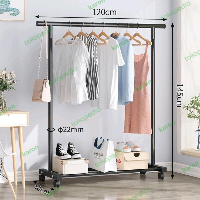 PREMIUM Rak Pakaian Stand Hanger Multifungsi Plus Rak Kotak Sepatu