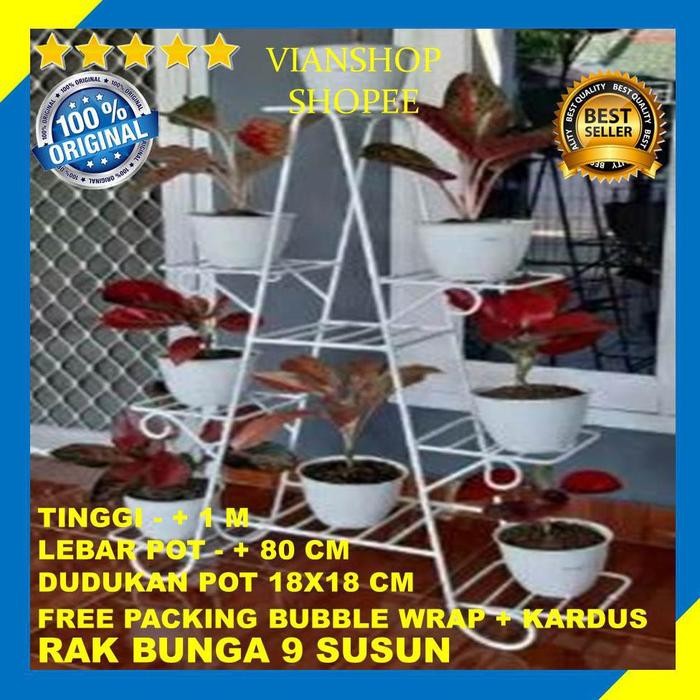 PREMIUM Rak Bunga Besi Minimalis Bertingkat Standing Pot Susun 9 Stand Planter