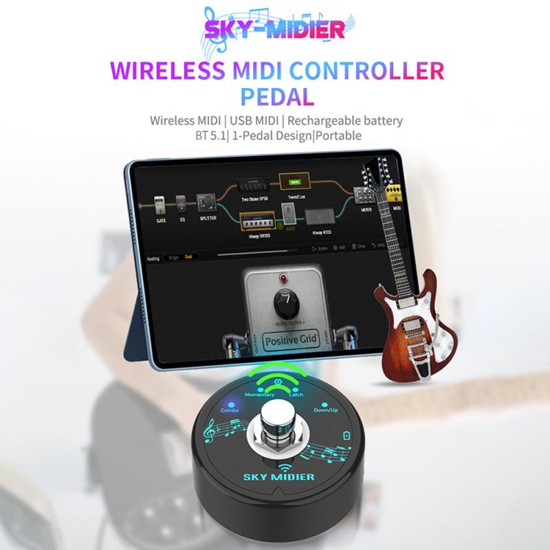 chaloiss BT MIDI Effector Pedal MIDI Controller Software Effector Controller USB MIDI Controller Wir