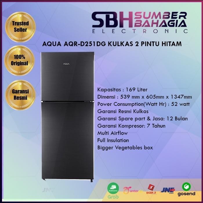 Aqua Aqr-D251Dg Kulkas 2 Pintu Hitam (New)( Khusus Bandung)