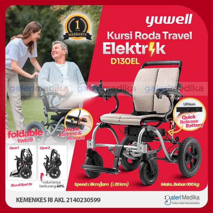 TERBARU Kursi Roda Portable Elektrik Yuwell D130EL Lithium Battery Electric Wheelchair / Kursi