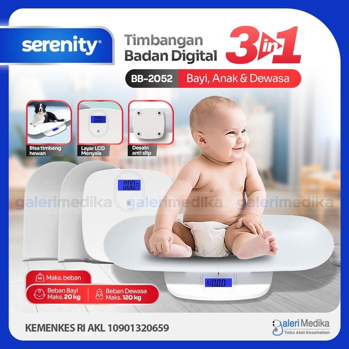 TERBARU!!! Timbangan Digital 3in1 Bayi, Anak, Dewasa Serenity BB-2052 / Timbangan Badan Serenity BB