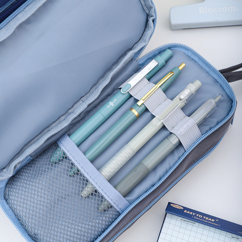 

1Style Triple Zipper Double Layer Multifunctional Large Capacity Stationery Pouch Pen Pouch Student