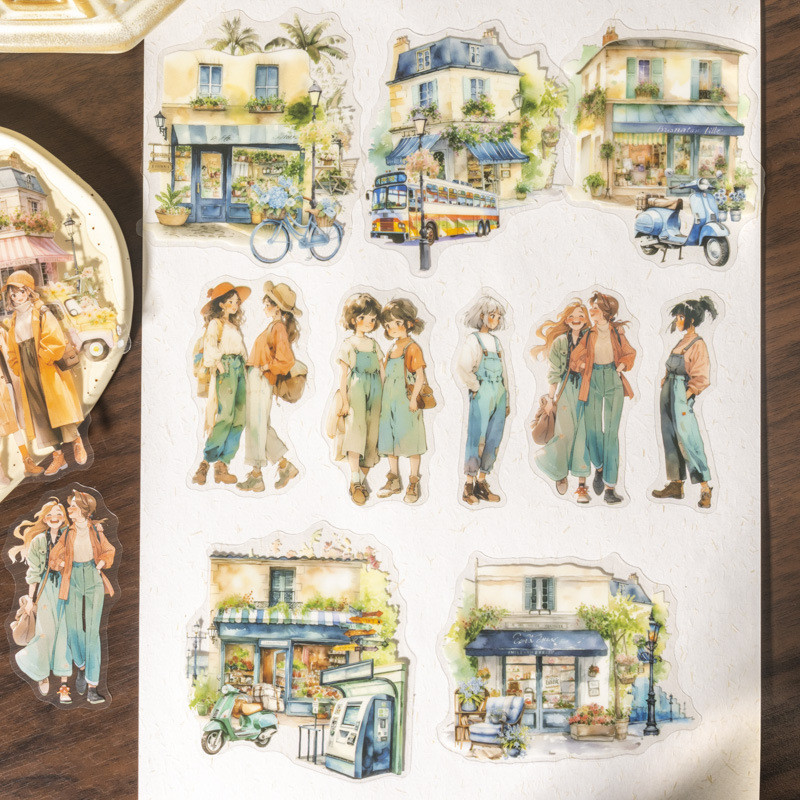 

6 styles 20pcs/packPET stickers characters scene collage handbook DIY decoration collage