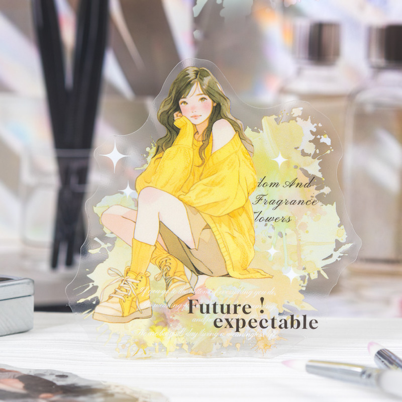 

6Style 10Pcs/bag Korean girls handbook bottoming decorative collage girls characters