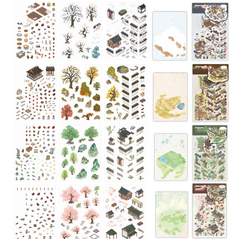 

1Style 16Pcs/bag Fun Country Style Stereoscopic Stickers DIY Handbook Scrapbook Picture
