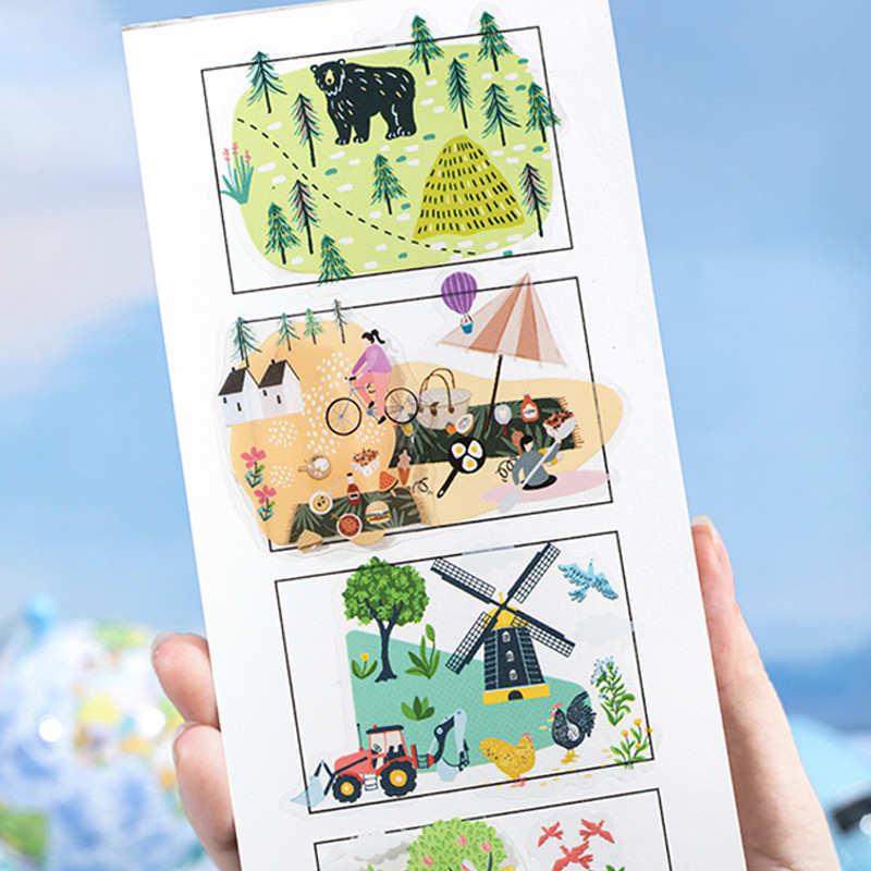 

2rolls/bag My Little Map Series PET Waterproof Die-cut Masking Tape DIY Scrapbooking Photo