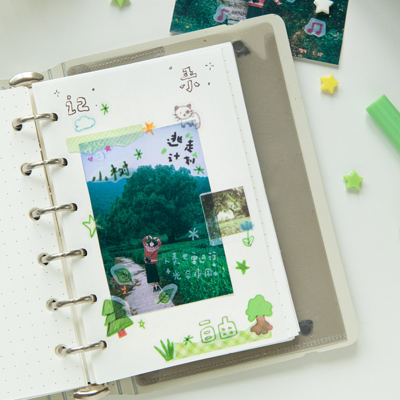 

4rolls/bag ET White Ink Die Cut Tape - Everyday Pieces PLOG Series Tape Handbook DIY Photo