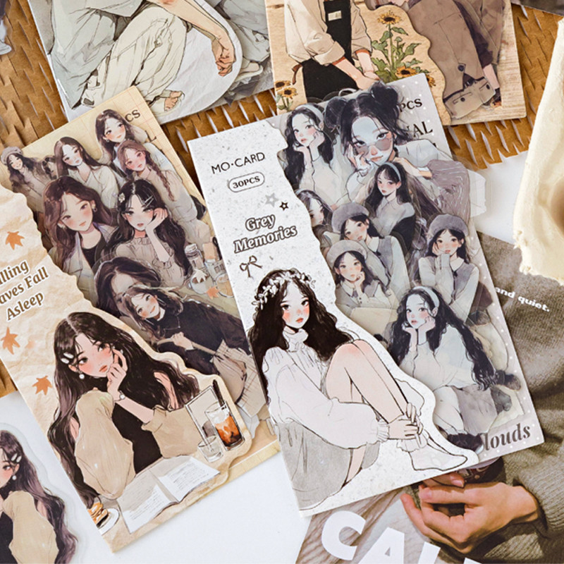 

4Style 30Pcs/bag Romantic Girl Magazine Theme PET Sticker Packaging DIY Manual Material