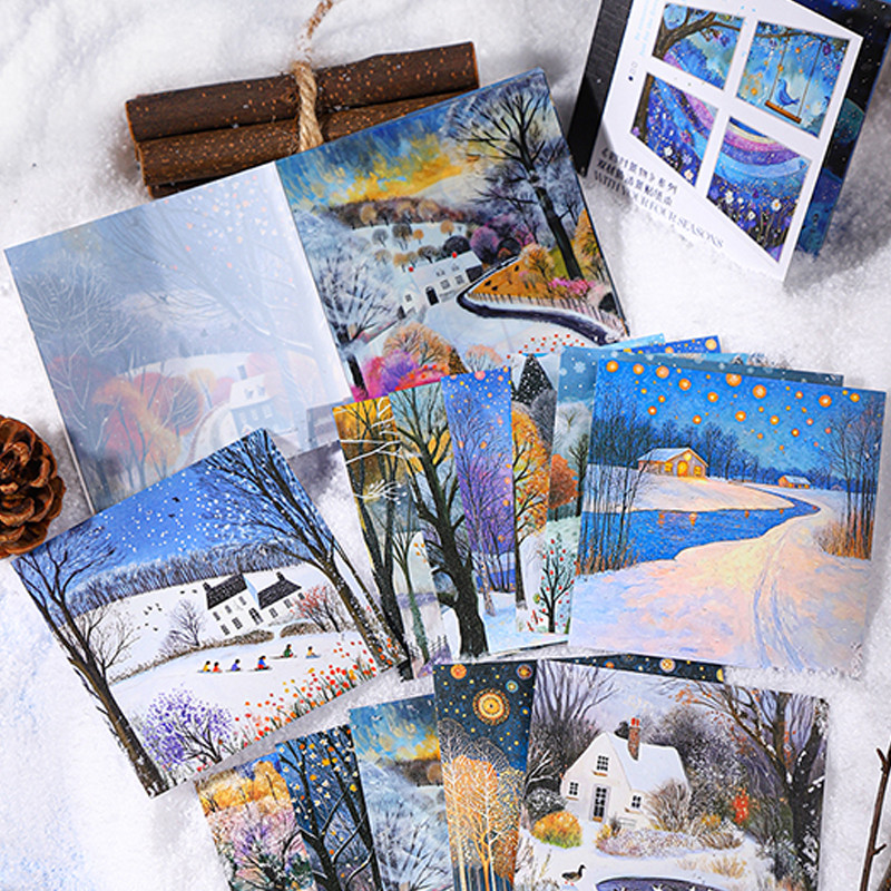 

30pcs/bag Four Seasons Scenery Theme Scenic Sticker Book DIY Card Photo Frame Scrapbook