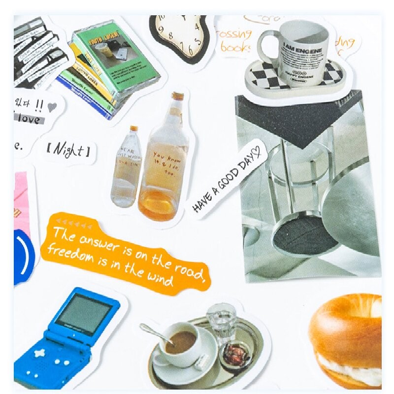 

6 style 40 pcs/pack coated paper texture ins daily style stickers DIY handbook material