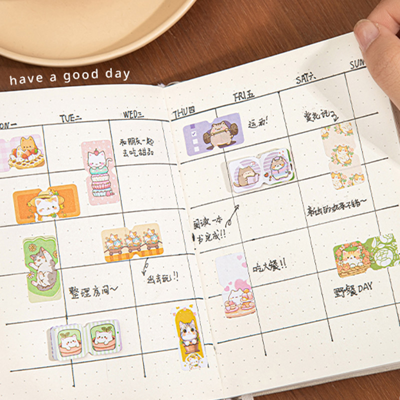 

3rolls/bag Kitten Diary Series Die-Cut Row Waste Label Stickers Tape Kawaii Cute Korean