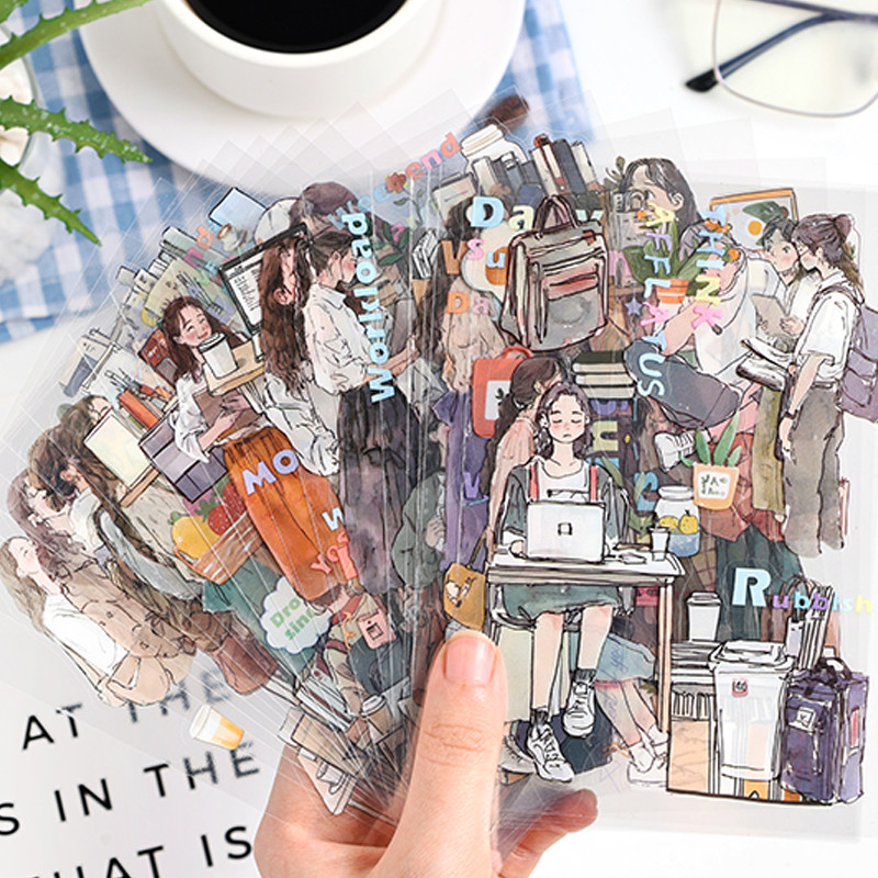 

20Pcs/bag Character Scenic Sticker Book Cute Stationery Stickers Handbook Material