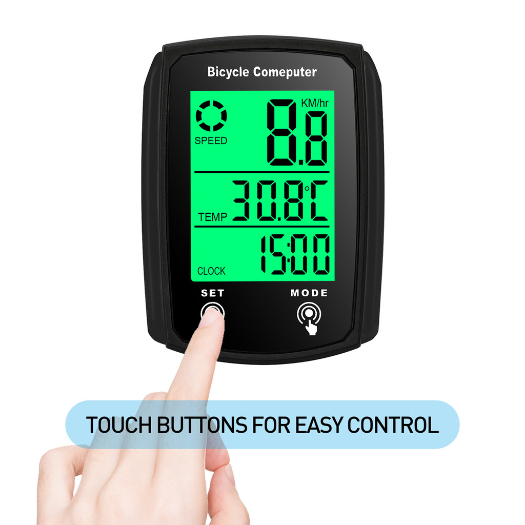 Wired Bike Computer 19 Functions Touch Bike Speedometer Odometer Waterproof Bicycle Computer with
