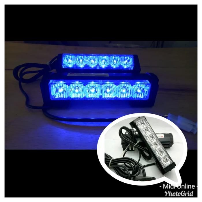 Lampu Strobo 6 Mata - Lampu Strobo 17Cm - Lampu Strobo Motor Mobil