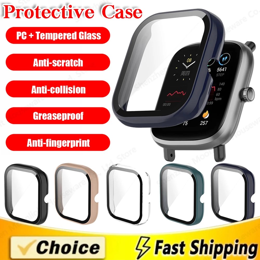 PC Protective Cover For Amazfit GTS 2 Mini Screen Protector Case Tempered Glass Film For Huami Amazf