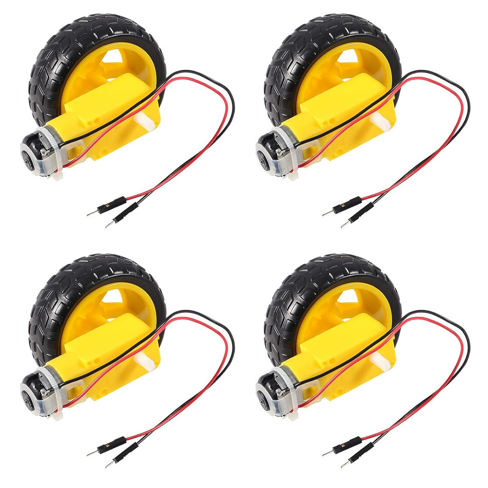 Baru 4 PCs DC Electric Motor DC 3-6V Dual Shaft Geared TT Magnetic Gearbox Engine with 65mm Plastic 