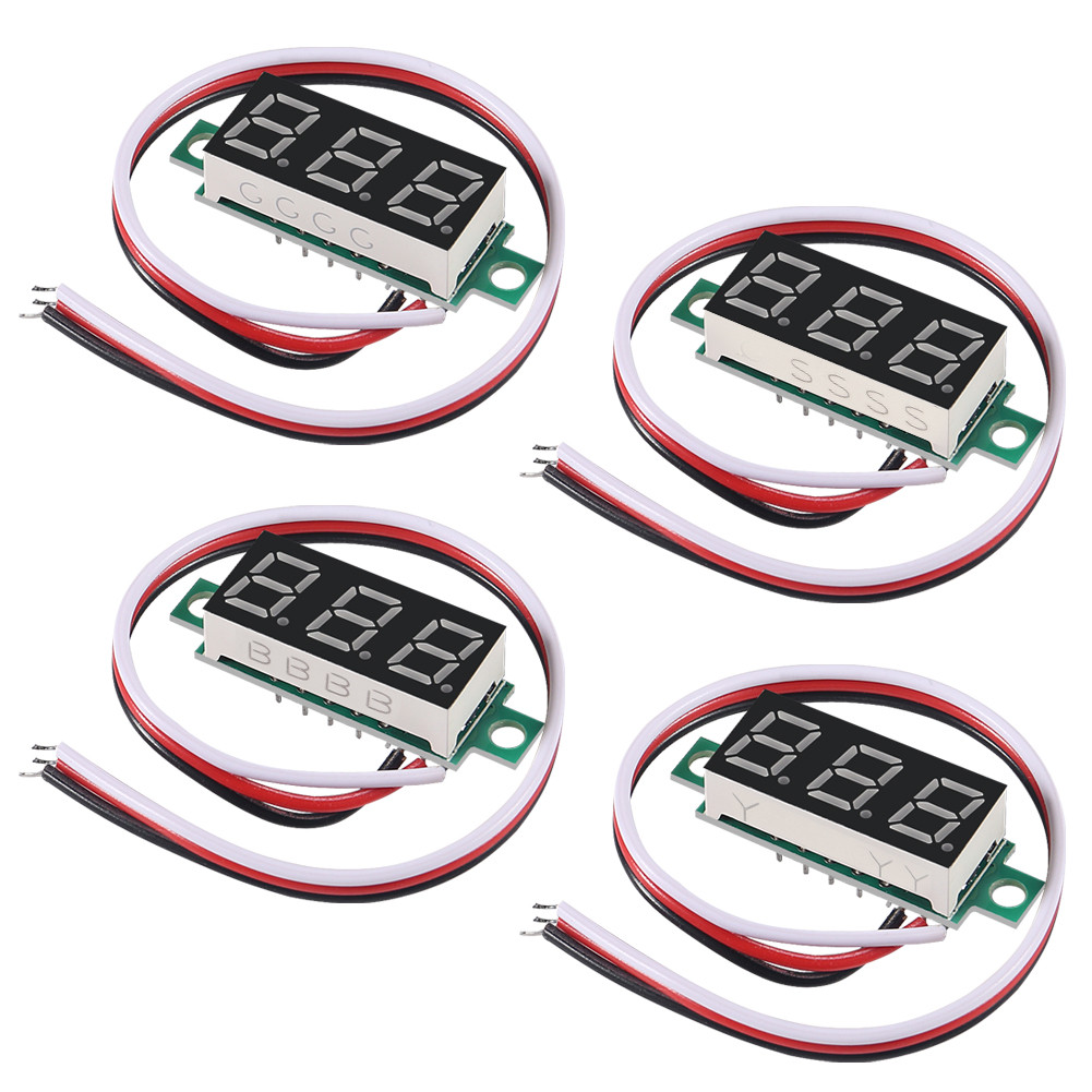 Baru 4pcs Digital Mini Digital Voltmeter 0.28Inch Three-Line 0-100V Digital Voltmeter Gauge Tester L