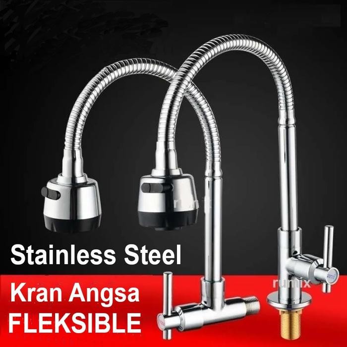 Toto - Kran Keran Air Angsa Fleksibel Tembok Sink Kuningan Piring Wastafel