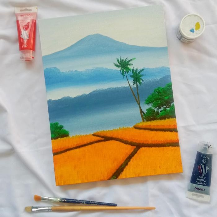 Hiasan Dinding Lukisan Pemandangan Bulan Malam Bahan Kanvas 30X40Cm