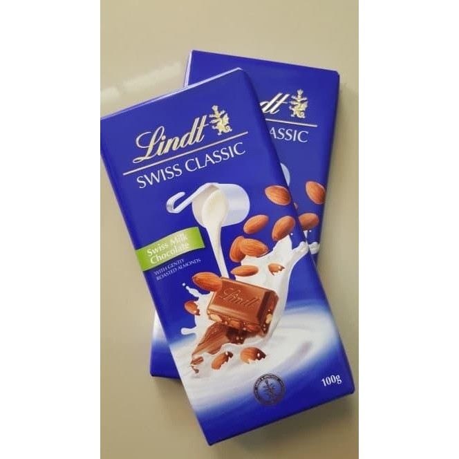 

4ZMI Promo !! Lindt Swiss Classic Whole Almond Milk Chocolate Bar - Coklat
