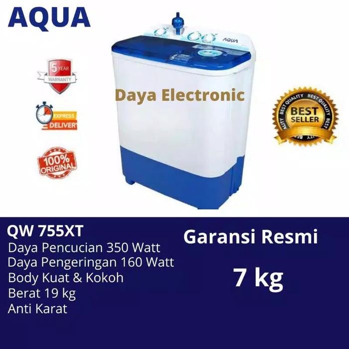 MESIN CUCI 2 TABUNG AQUA QW 755XT