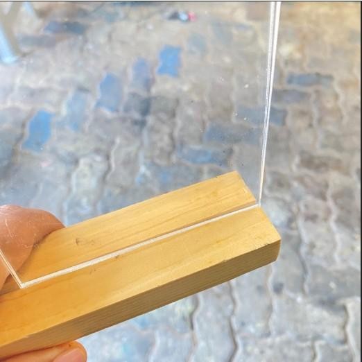 

DISKON Akrilik Stand A4 Fr Foto/Brosur/Qris Tatakan Kayu READY STOCK