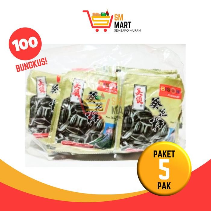 

IOI2 Paket Kuaci Bison 5 Pak Isi 100 Bungkus Kuaci Bunga Matahari