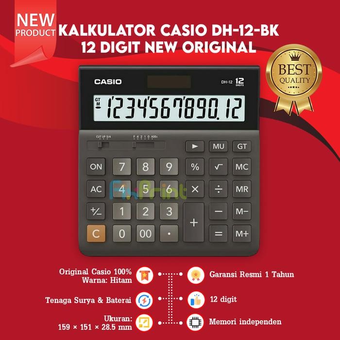 

CASIO DH-12 WHITE BK 12 DIGIT KALKULATOR DEKSTOP NEW ORIGINAL