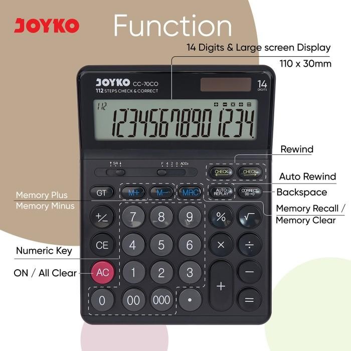 

CALCULATOR KALKULATOR JOYKO CC-70CO 14 DIGITS CHECK & CORRECT