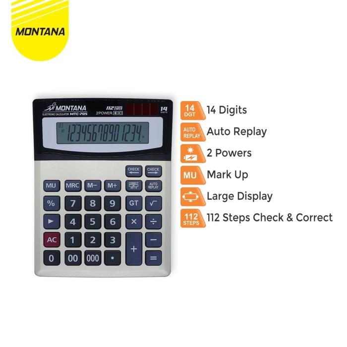 

MONTANA KALKULATOR 2 POWER 14 DIGIT ELECTRONIC CALCULATOR LARGE DISPLAY MTC-705